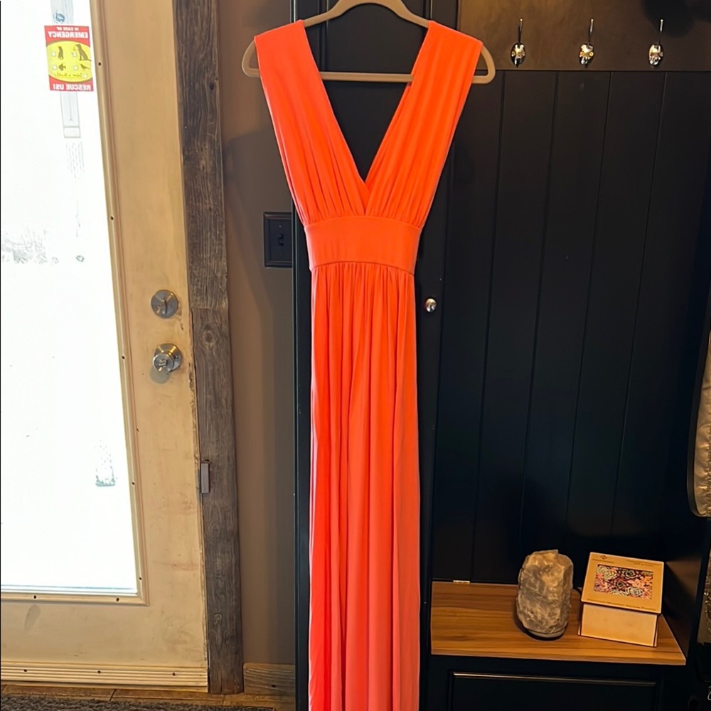 Vibrant Orange Sleeveless Maxi Dress